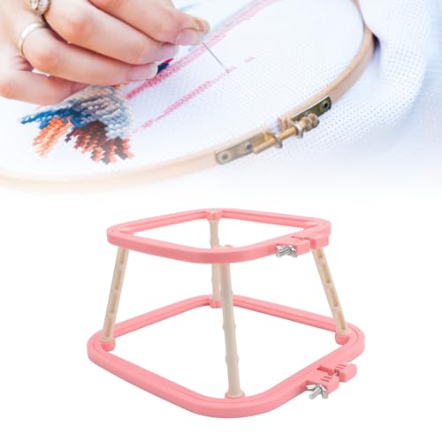 2-Layer Embroidery Frame Stand, Adjustable ABS Double Hoop - style: Watermelon Red