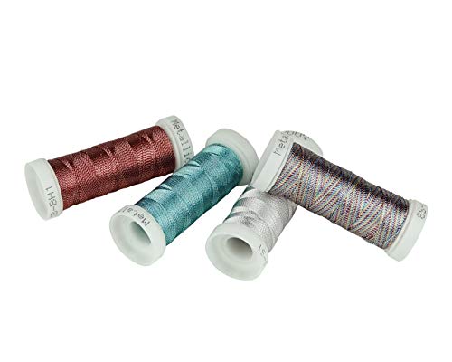 Metallic Embroidery Thread 200 Yards Each for French Embroidery or Machine Embroidery for Janome Brother Pfaff Babylock Singer Bernina Husqvaran and Most Home Embroidery Sewing Machines (6 Colors #2) - color: 6 Colors #2