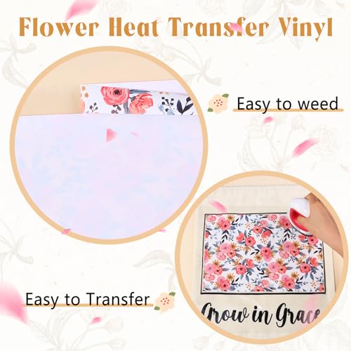 HTVSTD Floral HTV Heat Transfer Vinyl 10 Sheets 12×10in Iron on Vinyl - color: Flower