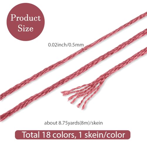 18 Skeins 6 Strands Rainbow Color Embroidery Thread Colorful Variegated Friendship Bracelet String Polyester Gradient Cross Stitch Floss Yarn Threads Bulk for Hand Sewing Bracelets Craft Diy
