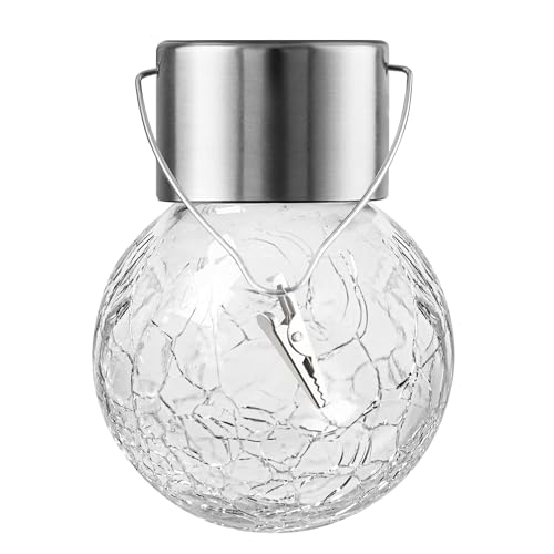 Solar Lights Outdoor Hanging Decorative Globe 8 Pack, Waterproof Solar Lantern with Handle and Clip, Solar Powered Glass Ball Lights for Garden Yard Fence Tree Umbrella Holiday Décor, Color Changing - color: Color Changing, size: 8
