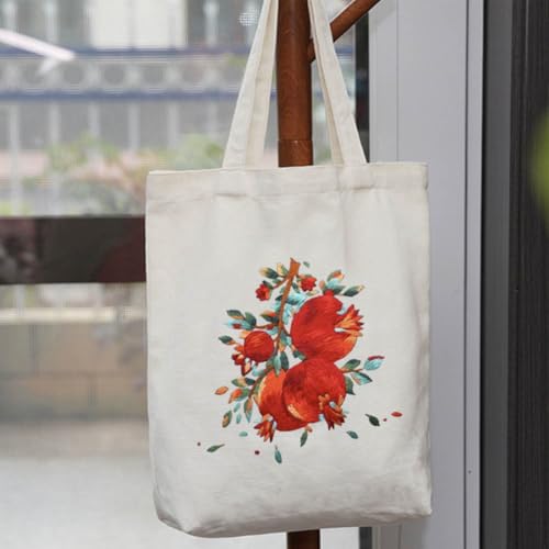 Canvas Tote Bag Embroidery Kit, Embroidery Kits for Beginners, Arts and DIY Crafts Embroidery Starter kit, Include Stamped Embroidery Bag, Threads, Embroidery Tools (Beige Bag with Pomegranate) - color: Beige Bag with Pomegranate