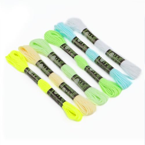 Glow in The Dark Embroidery Floss Glow Thread 24 Skeins(6 Colors*4) 8.75 Yards Per Skein for Embroidery Cross Stitch Friendship Bracelet DIY Handmade - color: 24 Skeins(6 Colors*4 Skeins)