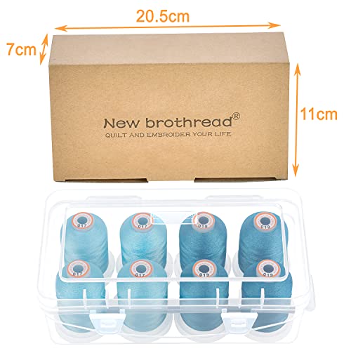 New brothread 8 Spools Embroidery Machine Thread with Box: Light & Sky Blue - color: Light Blue+Sky Blue