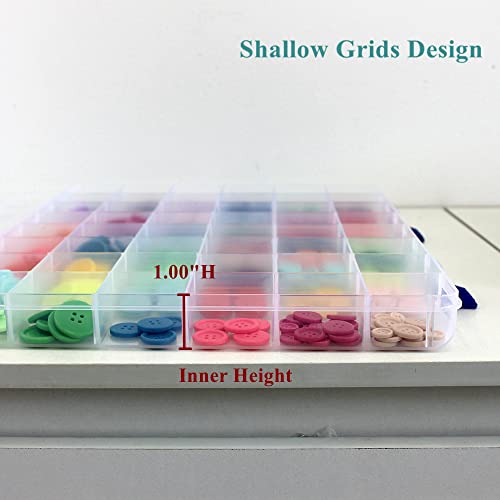 2 Pack Fixed 48 Grids Clear Plastic Divider Storage Box, Transparent Organizer Container Case for Bead, Button, Jewelry, Diamond, Craft, Small Parts, Sewing Kit，DIY Accessories
