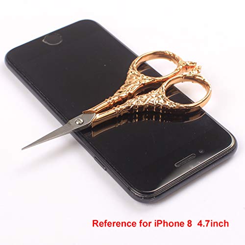 BIHRTC Vintage European Style Scissors Stainless Steel for Cross Stitch - color: Red Copper, size: 4.5 IN
