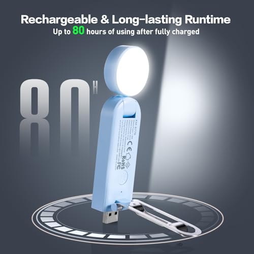 VAVOFO USB Rechargeable Book Light, Bookmark Clip on LED Reading Light - color: Light Blue