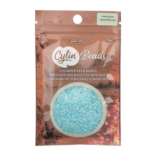 John Bead 25g Cylin Beads Turquoise Glow in Dark AB 11/0 Glass Cylindrical Seed Beads for Jewelry Bracelets Necklaces Earrings Making Embroidery - color: Turquoise Glow in Dark AB