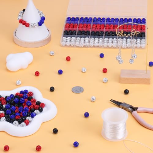 216 Pcs 10mm Clay Rhinestone Beads, Glitter Sparkle Baseball Beads, Shiny Disco Ball Design Beads for Jewelry Making, Craft Supplies for Adult Bracelets Necklaces Earrings Decoration (Kit 3) - color: Kit 3