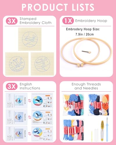 TINDTOP Punch Needle Kits, Punch Needle Embroidery Kits for Adults - color: Whale