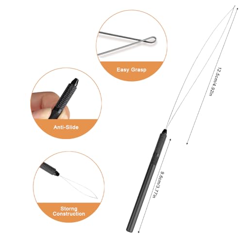 Hair Extension Loop Tool 5Pcs Pulling Needle Wire Loop Threader Hair Threader Removable Hair Extension Looper for Micro Rings Beads