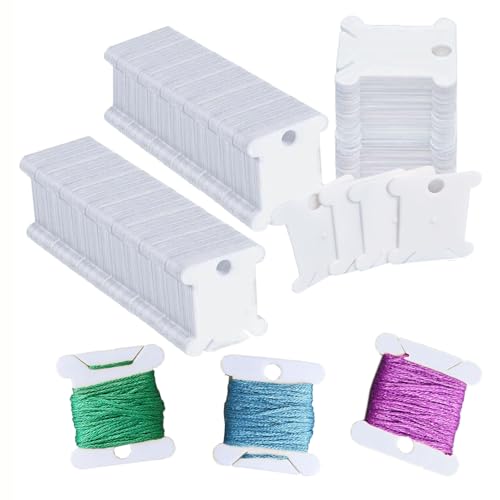 300 Plastic Embroidery Floss Bobbins Embroidery Floss Organizer, Plastic Embroidery Thread Cards for Cross Stitch Thread Holder Sewing Storage for DIY Sewing Craft(White)