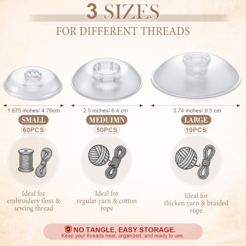 Klyyo Clyro 60 Pack 1.875'' 2.5'' 3.7'' No-Tangle Yarn Bobbins, Clear - color: Transparent, size: 3 Size