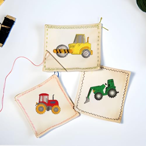 BENECREAT 4Sheets 31Pcs Water Soluble Embroidery, 11.7x8.3inch Engineering Vehicle Pattern Transfers Water Soluble Stabilizer for Embroidery Stick and Stitch Embroidery Designs - style: Engineering Vehicle