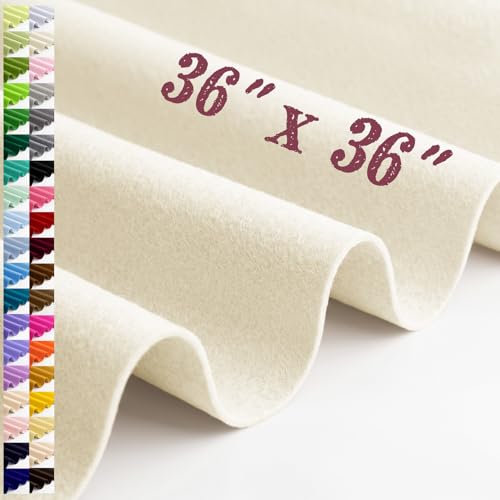 Large Felt Fabric Sheet 36 x 36 Inch, 1.6mm Thick (Ivory) - color: Ivory