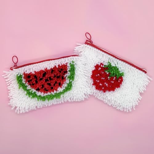 Latch Hook Pencil Case Kit for Adults Beginners, Strawberry & Watermelon - color: Strawberry n Watermelon