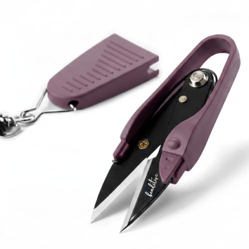 Beaditive Premium Thread Snips - Thread, Yarn, Embroidery Snipper for Sewing, Quilting, Knitting, Jewelry Making - High-Carbon Steel Blades with Protective Cap and Lanyard (Purple) - color: Purple