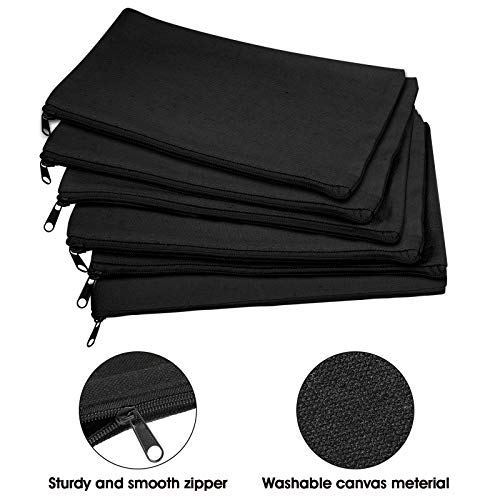 Shappy 40 Pieces Canvas Pouch Zipper Pen Makeup Cosmetic Bag, Black - color: Black