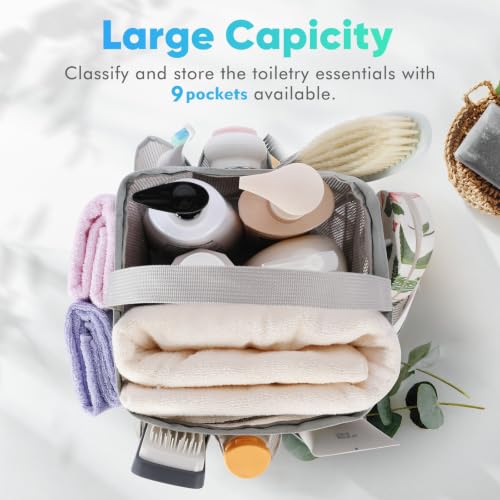 EUDELE 2 Pack Mesh Shower Caddy Portable for College Dorm Room Essentials, Shower Caddy Dorm with 9-Pocket Large Capacity,Shower Bag for Beach,Swimming,Gym All Black+All Grey - color: All Black+All Grey