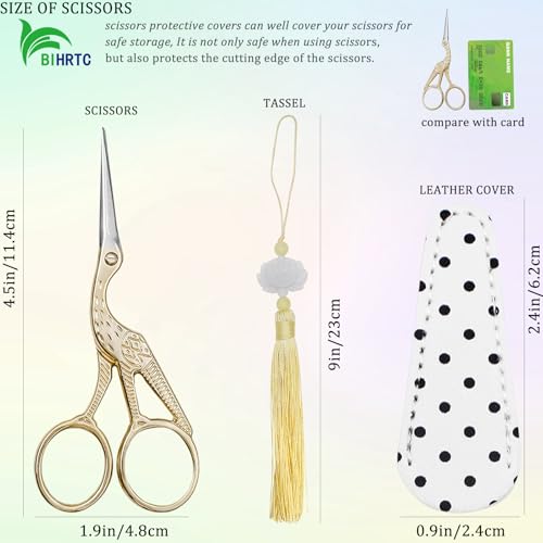 BIHRTC 4.5Inch Bird Sewing Scissors Craft Threading Scissors with Leather Cover Tassel Stainless Steel Scissor for Embroidery Sewing Crafting Needlework DIY Artwork Housework - size: 4.5inch, style: Style 1203