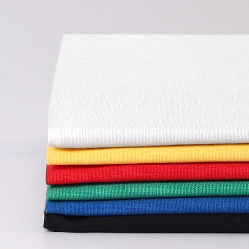 6 Pcs 18 x 21 Inches Cotton Fabric Precut Quilting Fabric Bundles Solid Colors Quilt Material for DIY Craft Sewing Embroidery (White Yellow Red Green Blue Black) - color: Deep-6pin