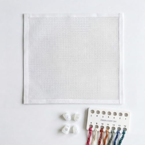 Blank Needlepoint Canvas 13 Mesh,12"x12"(Cotton,White) - size: 12" x 12"