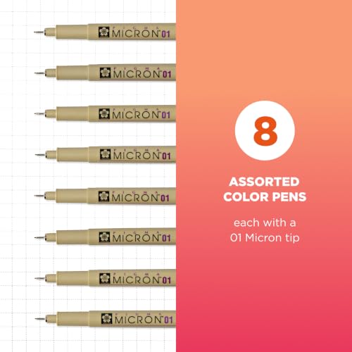 Sakura 30068 8-Piece Pigma Micron Clam Assorted Colors 01 Ink Pen Set - style: 01 Tip