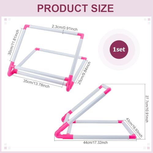 FINGERINSPIRE Universal Embroidery Clip Frame Deep Pink and White Plastic Scroll Embroidery Frames Embroidery Hoops Needlepoint Stretcher Frame Household Handheld Cross Stitch Sewing Tool