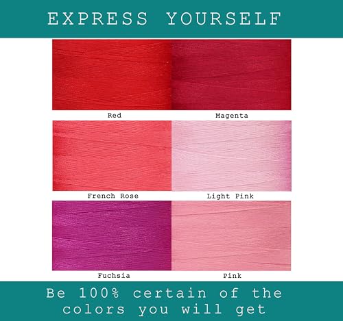 BlesSew Sewing Thread in Red & Pink Color Tones – 6 Spools of Polyester Thread for Sewing Machine for Beginners, Hand Stitching & Quilting - 1000 yds per Spool - color: Red-Pink
