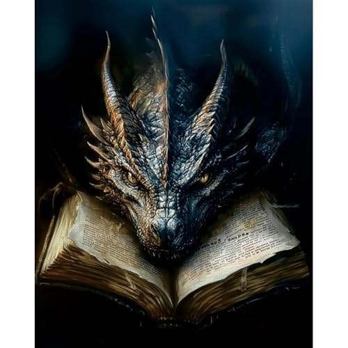 niurenmaoyi Stamped Cross Stitch Kits for Beginners,Counted Embroidery Craft Kits for Adults,Needlepoint Kits for Adults,Dragon Book Wall Art 11.8X15.8In - color: Cross Stitch Kits1215-01