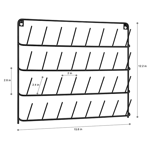 4 Pack Sewing & Embroidery Thread Rack Wall-Mounted Thread Holder Metal Sewing Organizer with Hanging Tools, Large Thread Organizer, 32-Spool - color: Black