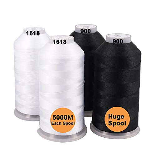 New brothread Huge Spools Embroidery Machine Thread -2Black+2White - color: 2xWHITE+2xBLACK