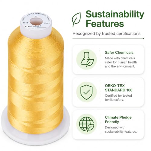 Simthread 5500Yds/5000M 40WT Polyester Embroidery Thread Butternut S024 - color: ButternutS024