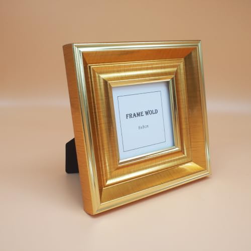 3x3 Gold Picture Frame, Real Glass, MDF, Black Backing, Wall/Tabletop - color: Gold, size: 3x3