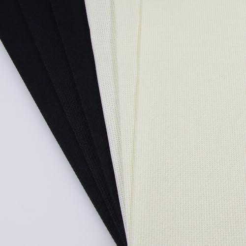 KCS 4/6 pc of 12" x 18"(30cmx45cm) 18CT Counted Cotton Aida Cloth Cross Stitch Fabric (6 pc, Antique White+Black) - color: Antique White+black, size: 6 pc