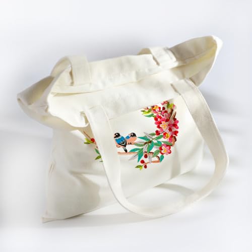 Huacan Embroidery Canvas Bag Kits for Adults Beginner Stamped Flowers Pattern DIY Cross Stitch Printed Flower Stitching Sewing Kit - color: Flower 2