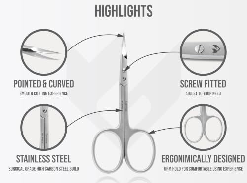 Cuticle Scissors Extra Fine Curved German Quality Eyebrow Eyelash Mustache
