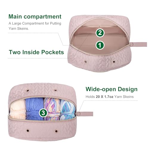 KarSyon Crochet Bag for Yarn Storage Knitting Crochet Supplies Accessories - color: Pink