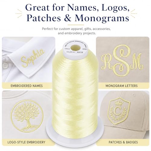 Simthread Embroidery Machine Thread 5000M 40WT Polyester, Cream Brown 010 - color: CreamBrown010