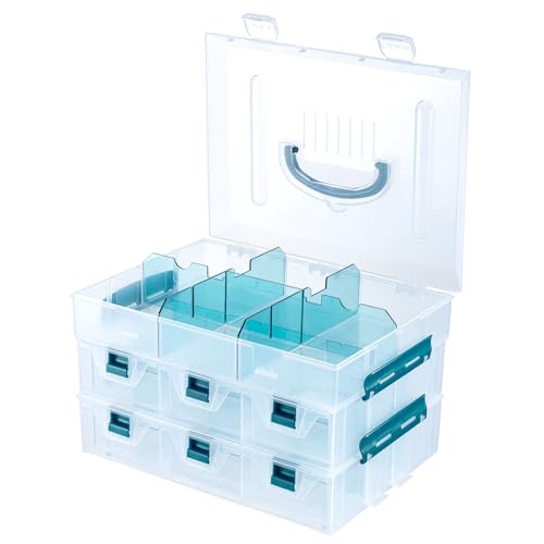 MyGift 11 Inch Craft Storage Organizer Case With 6 Drawers - color: Blue