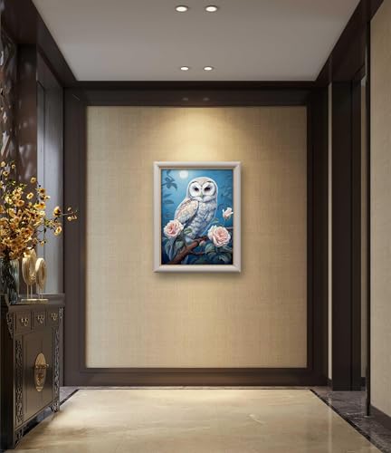 Leczany Cross Stitch Stamped Kit for Beginner - Moonlight Owl | DIY Embroidery Starter Patterns Craft Kit Needlepoint for Adults | 11CT, 3 Strands | 13x16.9 inches - color: 11CT Stamped kits,Moonlight Owl 13x16.9 inches
