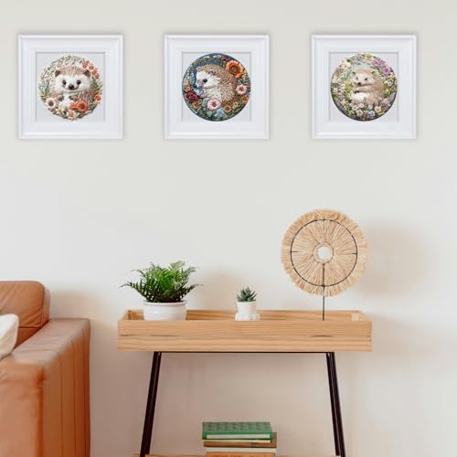 FONNUY Embroidery Kit for Beginners, Cute Hedgehog Stamped Embroidery Patterns Kits for Adults with Hoop, Easy to Follow Sewing Thread Needlework, 8'' Hoop (Tiny Ball) - color: Tiny Ball