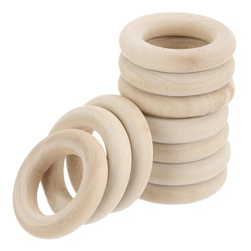 MECCANIXITY 100pcs 1.2" Unfinished Wooden Rings Smooth Natural Wood Macrame Rings for Curtain Connectors DIY Crafts Knitting Decoration Jewelry Making - size: 1.2"