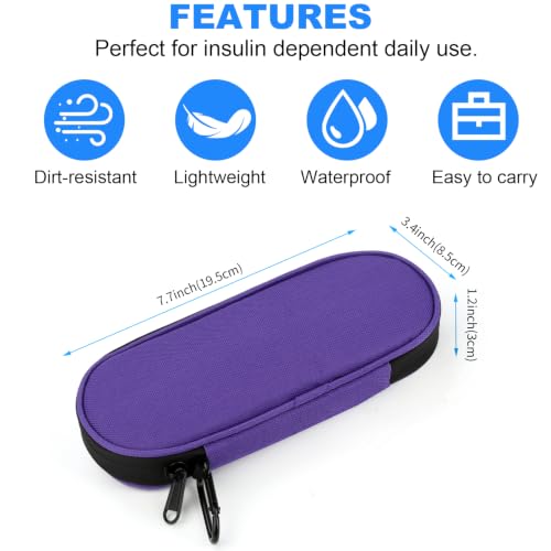 Insulin Pen Cooler Travel Case with 2 Reusable TSA Approved Ice Packs, Diabetic Medication Insulated Cooler Bag for Insulin Pens and Other Diabetic Supplies Storage Dark Purple - color: Dark Purple