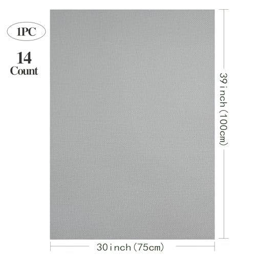 Aida Cloth 14 Count Cross Stitch Fabric Cross Stitch Aida Cloth for Embroidery and Needlework (Light Grey, 30 * 39inch) - color: Light Grey