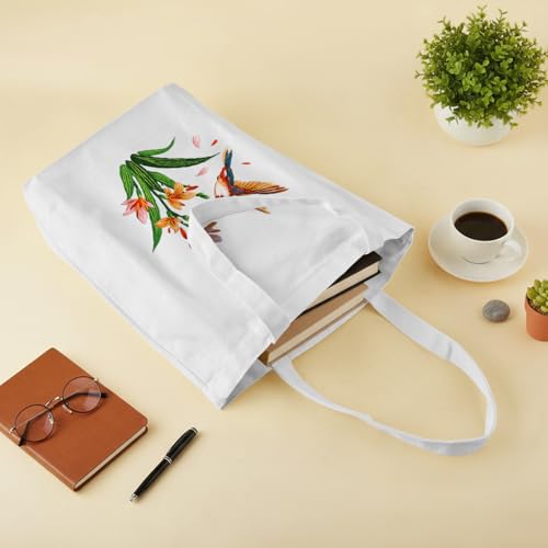 ERKOON Embroidery Canvas Tote Bag for Beginners, Needlepoint Arts Crafts Cross Stitch Kits for Adults Including Stamped Embroidery Bag with Hoops, Needle, Instruction and Color Threads (Hummingbird) - color: Hummingbird