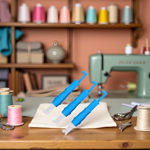 3Pcs Elderly People Automatic Sewing Machine Needle Threader Line Inserter Tool,Sewing Machine Needle Threader, for Hand Sewing Blue One Size,Needle Threader,Sewing Threaders,Sewing Tools