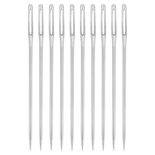 uxcell 60 Pcs Large Eye Sewing Needles, 1.81 Inch 1.05mm High Carbon Iron Embroidery Thread Needle Sewing Big Eye Needle Knitting Needles for Hand Sewing Art Crafts, Silver - size: 46mm, 1.05mm