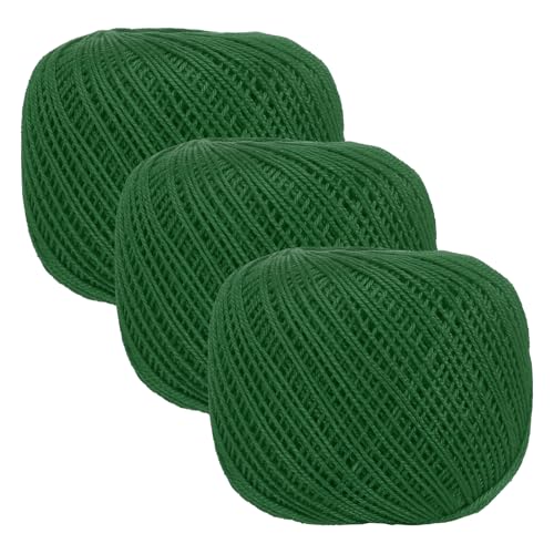 MECCANIXITY Crochet Thread Pearl Cotton Size 3 Green 3 Rolls 164 Yards for Crocheting Tatting Knitting Embroidery Sewing - color: Green