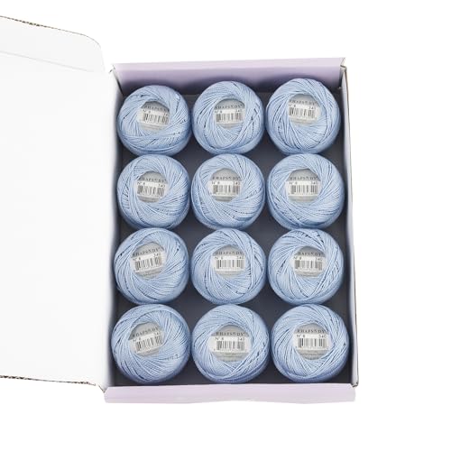 Rhapsody Pearl Cotton Size 8 Crochet Thread 12 Balls Egyptian Cotton Double Mercerized Hand Knitting, Embroidery, Sashiko, Cross-Stitch, Sewing, Needlepoint, DIY, Quilting (LT Blue Violet, Col. 340) - color: LT Blue Violet, Col. 340